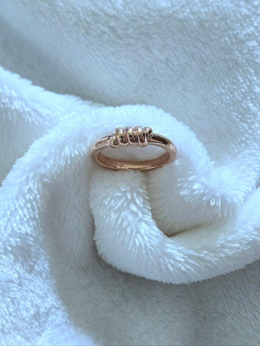 Bronzallure Rope Textured Front Rose🌹 Gold💛  Ring💍